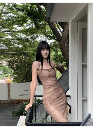 brown lace dress