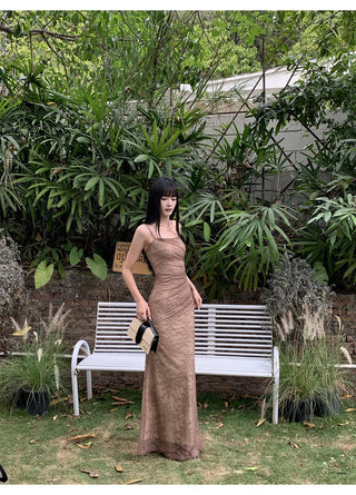 brown lace dress