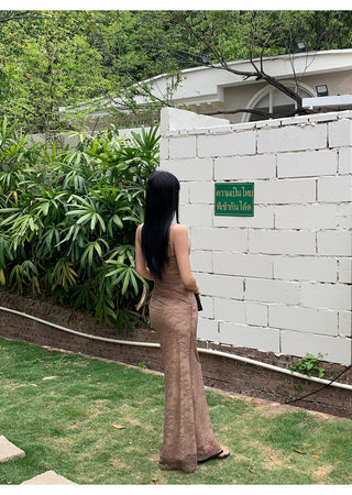 brown lace dress