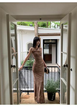 brown lace dress