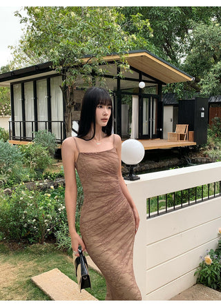brown lace dress