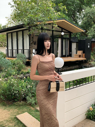 brown lace dress