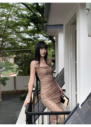brown lace dress