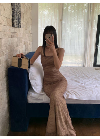 brown lace dress