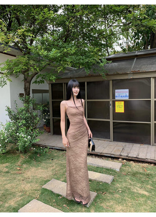 brown lace dress