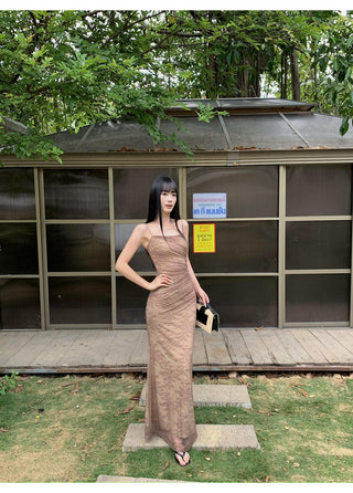 brown lace dress
