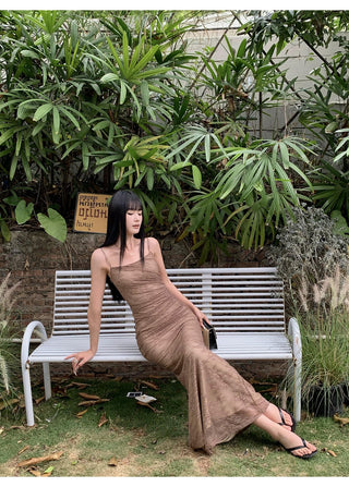brown lace dress