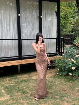 brown lace dress
