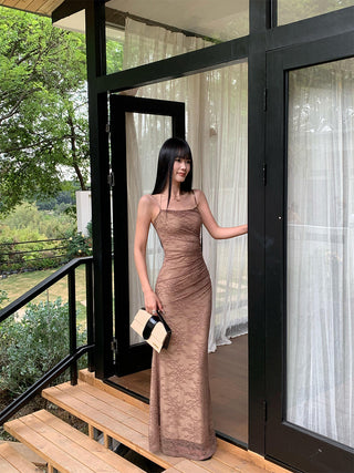 brown lace dress