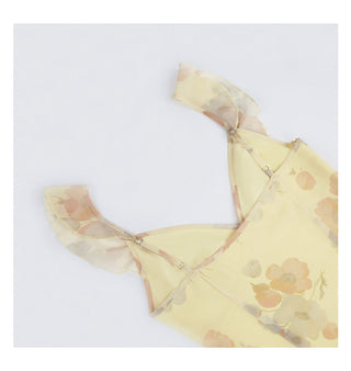yellow V-neck dress