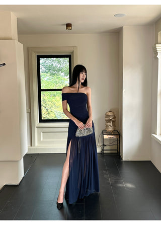 blue mesh dress