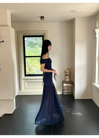 blue mesh dress