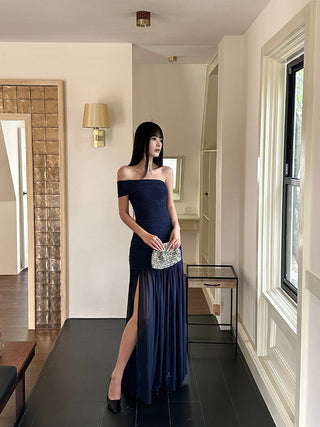 blue mesh dress