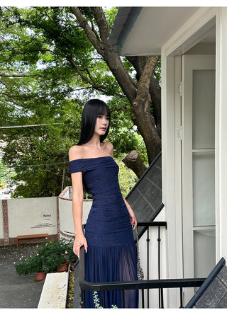 blue mesh dress