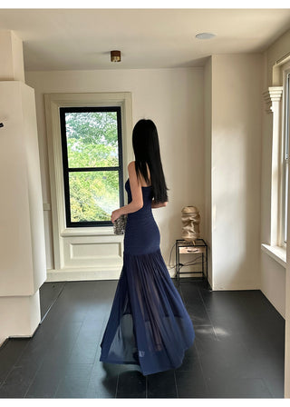 blue mesh dress