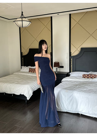 blue mesh dress