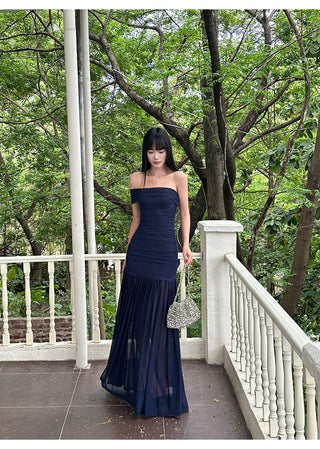 blue mesh dress