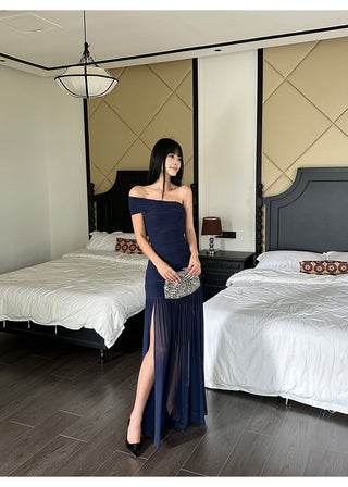 blue mesh dress