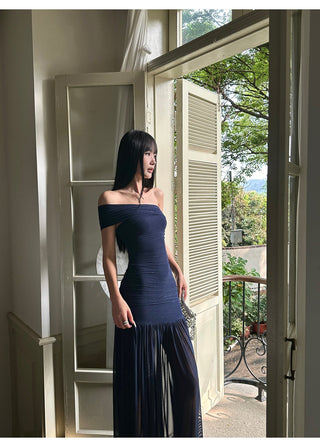 blue mesh dress