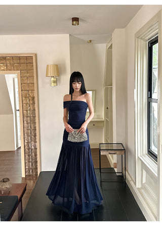 blue mesh dress