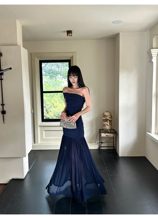 blue mesh dress
