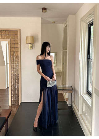 blue mesh dress