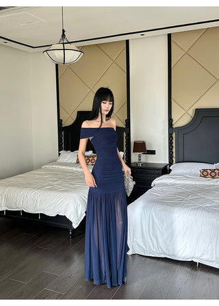 blue mesh dress