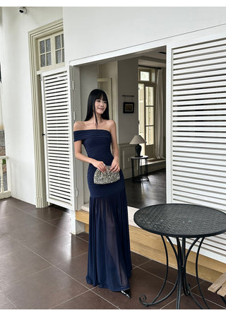 blue mesh dress
