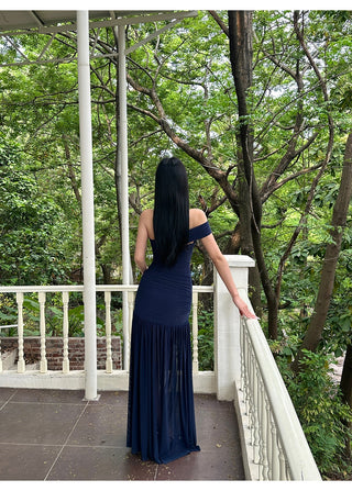blue mesh dress