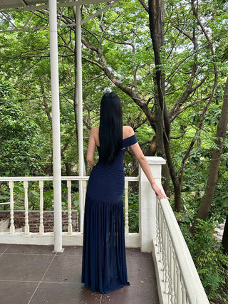 blue mesh dress