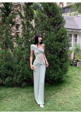 pea green dress