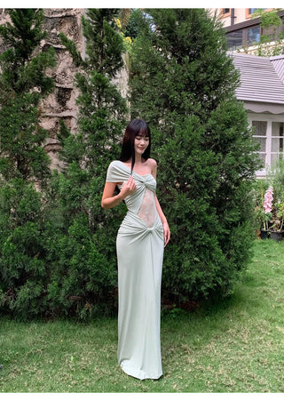 pea green dress