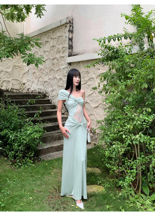 pea green dress