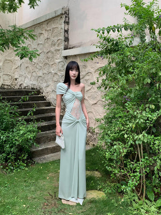 pea green dress