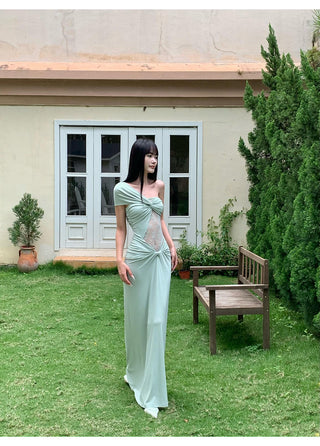 pea green dress