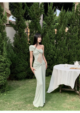 pea green dress