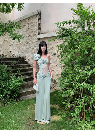 pea green dress