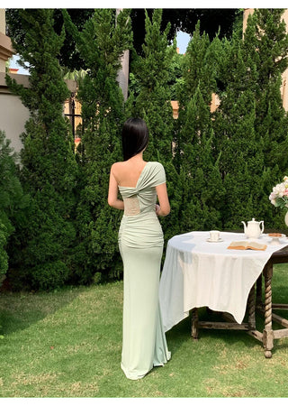 pea green dress