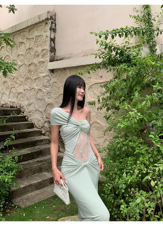 pea green dress