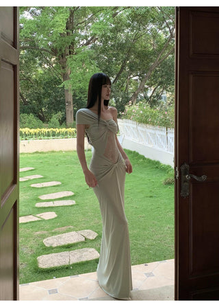 pea green dress