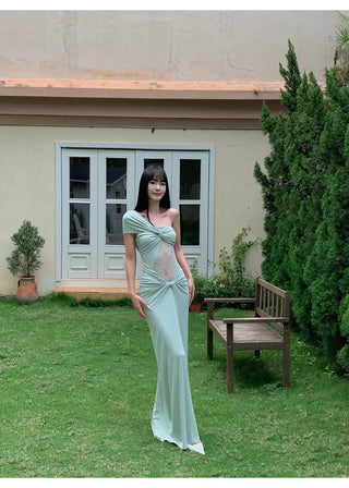 pea green dress