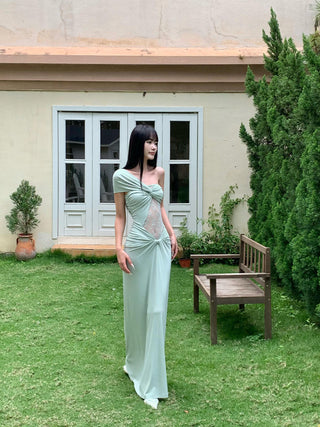pea green dress