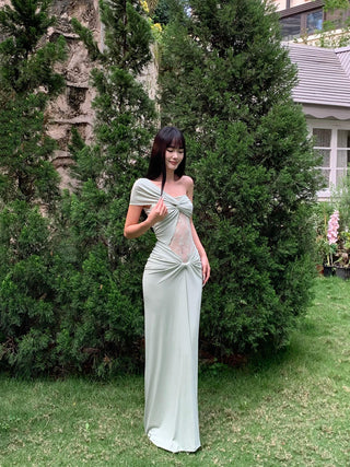 pea green dress