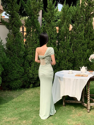 pea green dress