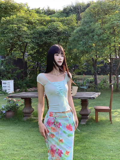 green lace tee