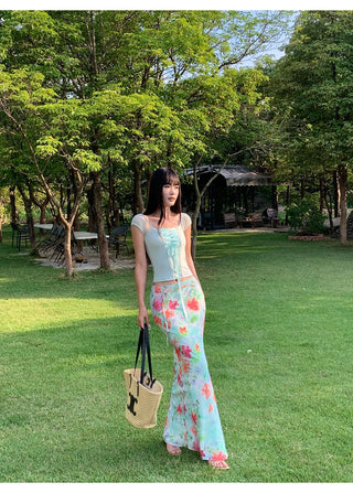 chiffon fishtail skirt