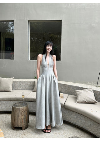 halter backless dress