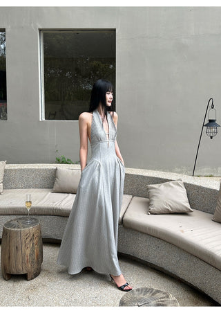 halter backless dress