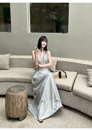 halter backless dress