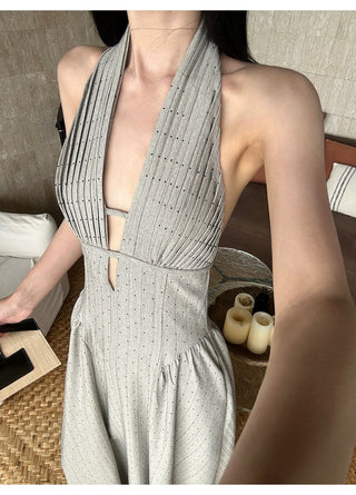 halter backless dress